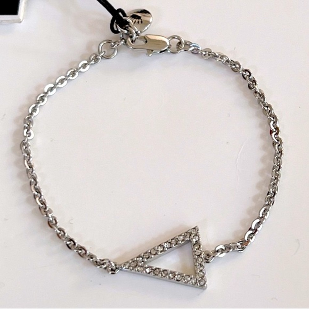 NWT Juicy Couture Pave Crystal Open Triangle Silver Tone Bracelet